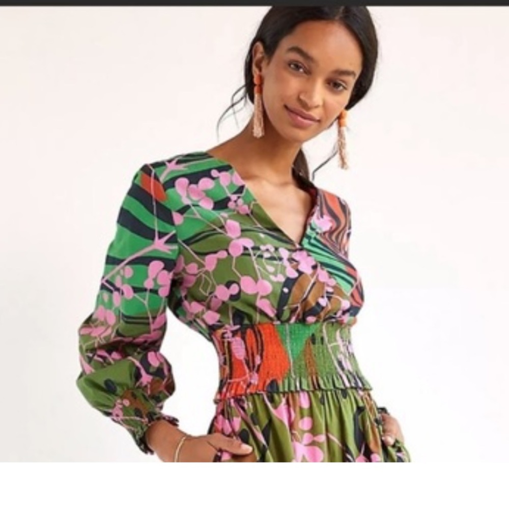 Anthropologie Roopa Pemmaraju multi color Faux wrap blouse Sz XS #U2
